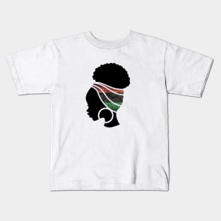 Afro Hair Woman with Pan African Flag Headwrap Kids T-Shirt